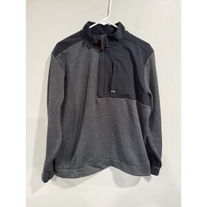 Under Armour Storm Golf Sweater Men XL Black Gray Fleece Lined Half Zip Pullover